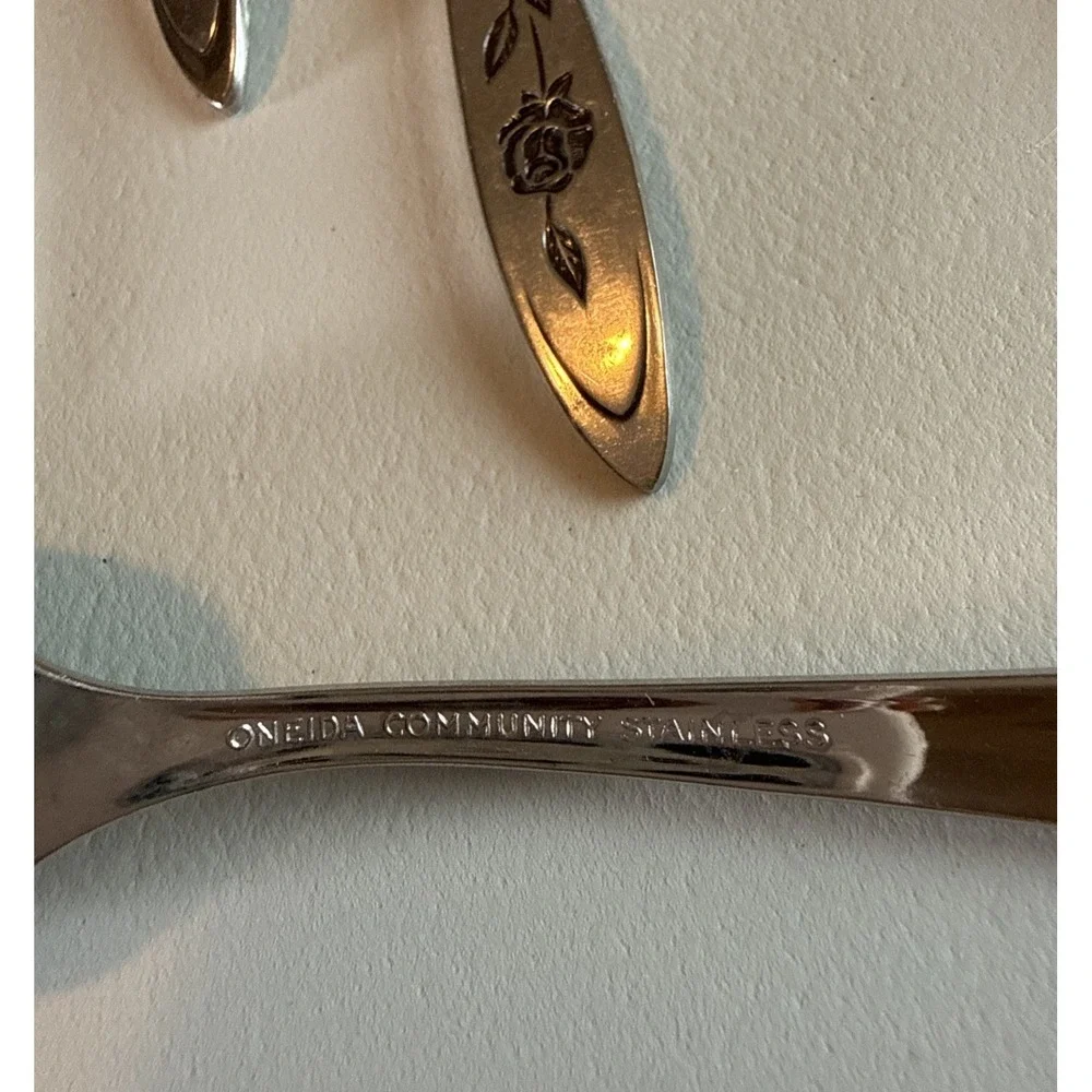 Vintage Oneida Community Stainless MY ROSE Set of 9 Grapefruit Spoons 6